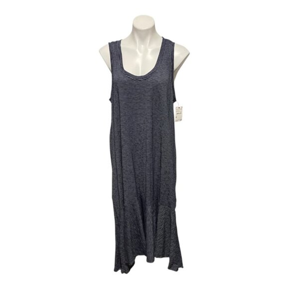 Caslon XXL Navy White Striped Sleeveless Asymmetrical Hem Maxi Dress NWT - Picture 2 of 7